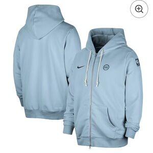 Men's Nike Light Blue Detroit Pistons Authentic Full-Zip Hoodie Jacket,4XL tall